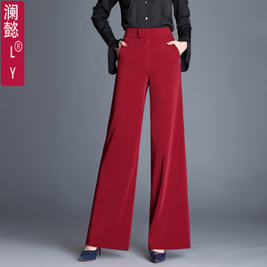 春夏薄款免熨烫南韩丝阔腿裤垂顺舞裤大直筒裤高腰阔脚裤西裤女裤