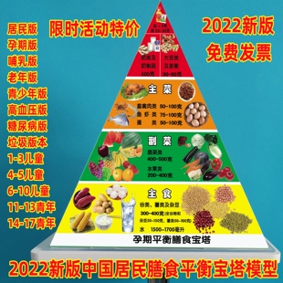 2022版 中国居民膳食平衡宝塔模型糖尿病老年儿童膳食金字宝塔模型