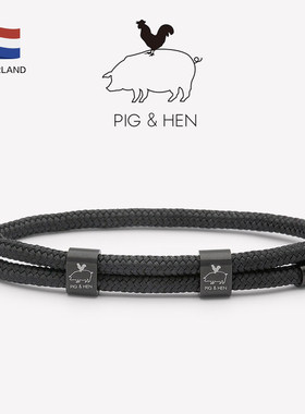 荷兰pig hen手绳编织手绳情侣手绳手工编织手绳男手绳女可调节黑