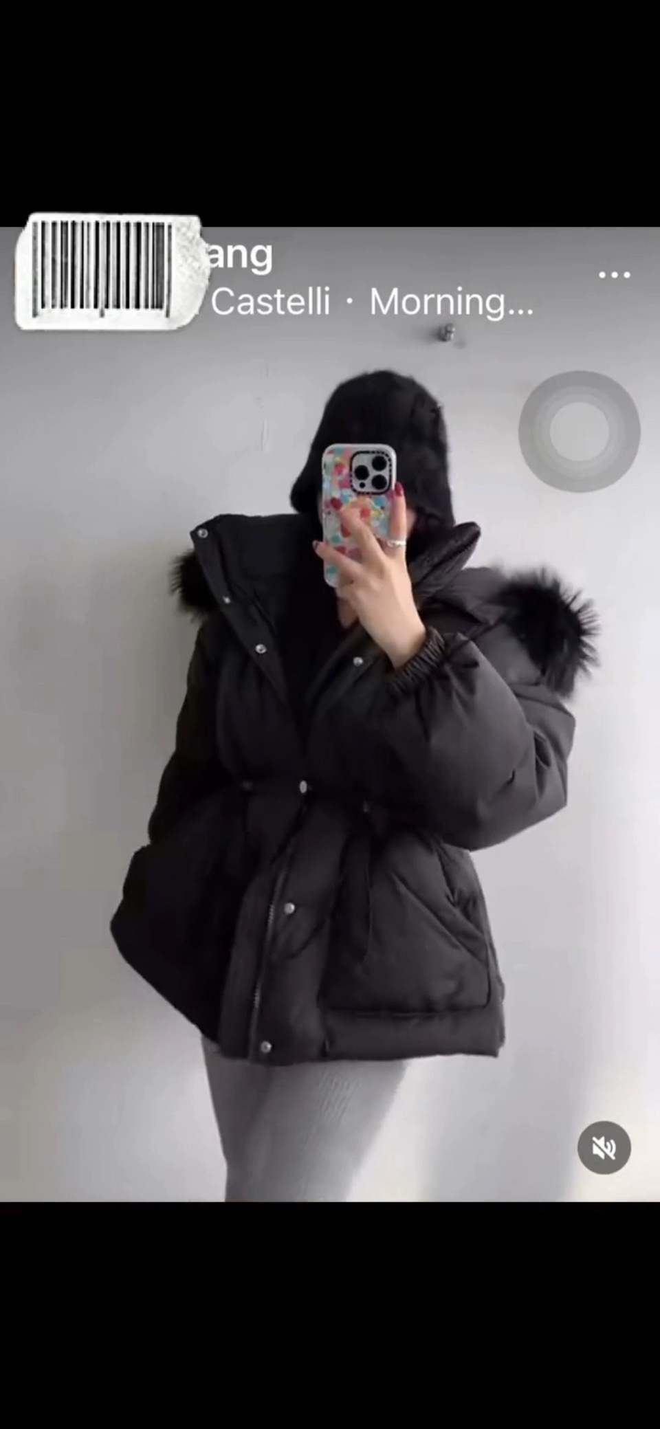 2025冬韩国东大门真狐狸毛领收腰抽绳90白鸭绒羽绒服保暖2