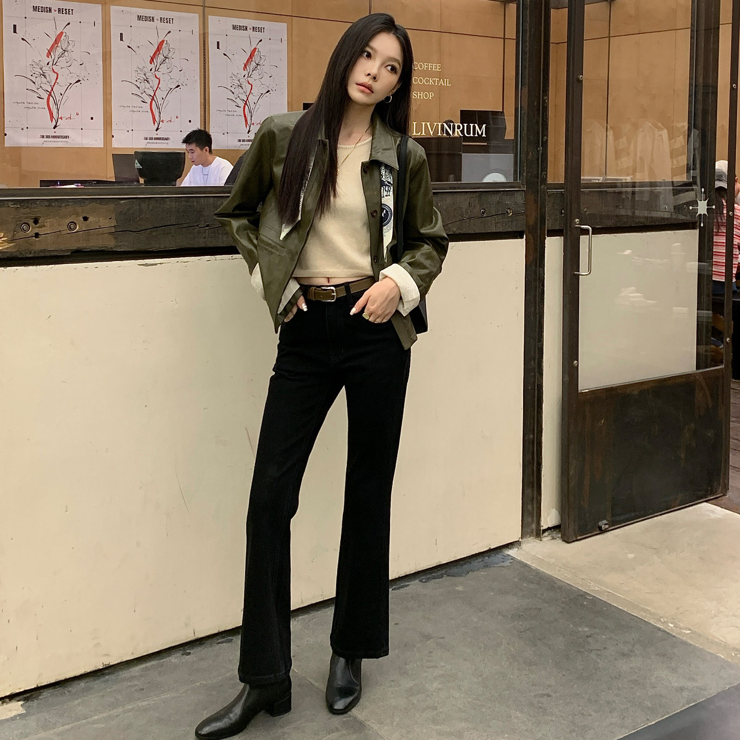 小个子牛仔裤女黑灰色九分直筒微喇叭裤显高显瘦弹力2025新款高腰