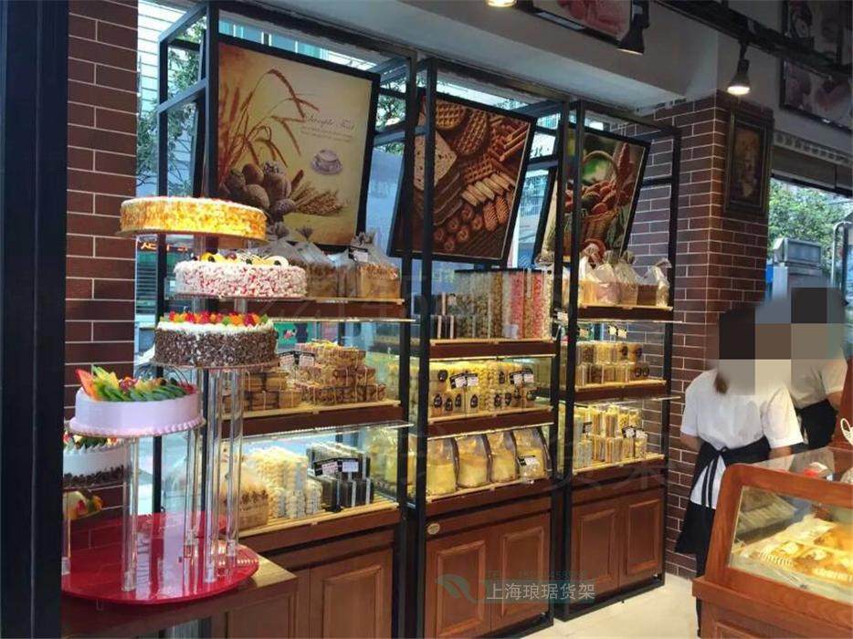 高档铁质烤漆面包柜实木高边柜中岛柜面包架蛋糕柜面包店货柜可定