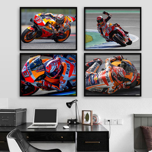 马奎斯挂画机车海报油画复古摩托车客厅壁画卧室酒吧墙面装饰画
