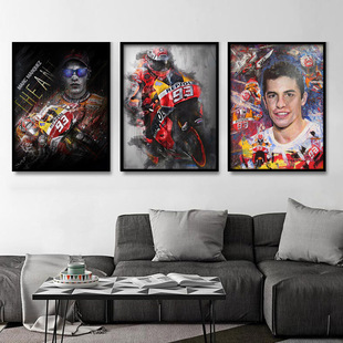 马奎斯小飞侠摩托GP装饰画机车主题餐厅维修店酒吧摩托车旅馆挂画