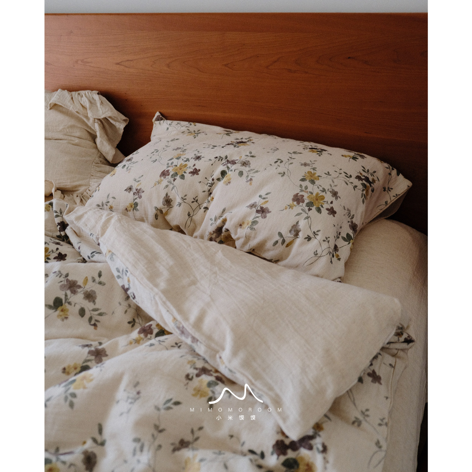 蔓枝眠花录 棉麻透气碎花复古手绘被套床单枕套五件套床品送枕套