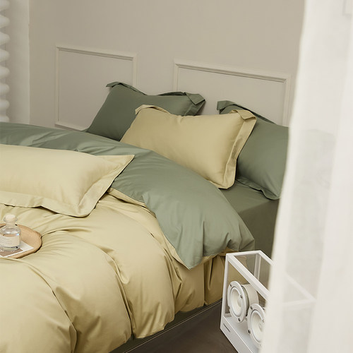 长绒棉简约纯色双拼四件套