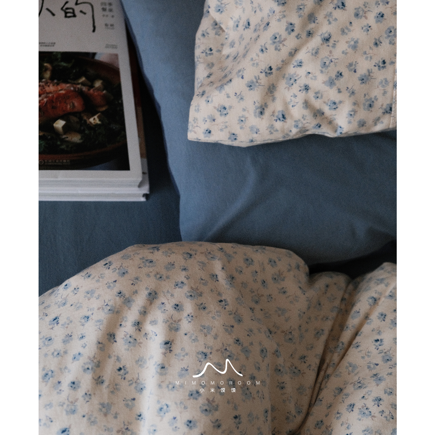 浅云蓝·碎花小清新田园风轻奢针织棉纯棉秋冬被套床单床笠四件套