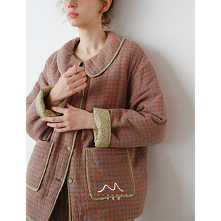 棕底星点·秋冬夹棉纯棉纱睡衣复古显白保暖家居服女可外穿棉服新