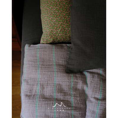 紫笺条纹·色织纯棉纱碎花条纹秋冬被套床单床笠四件套赠1枕套