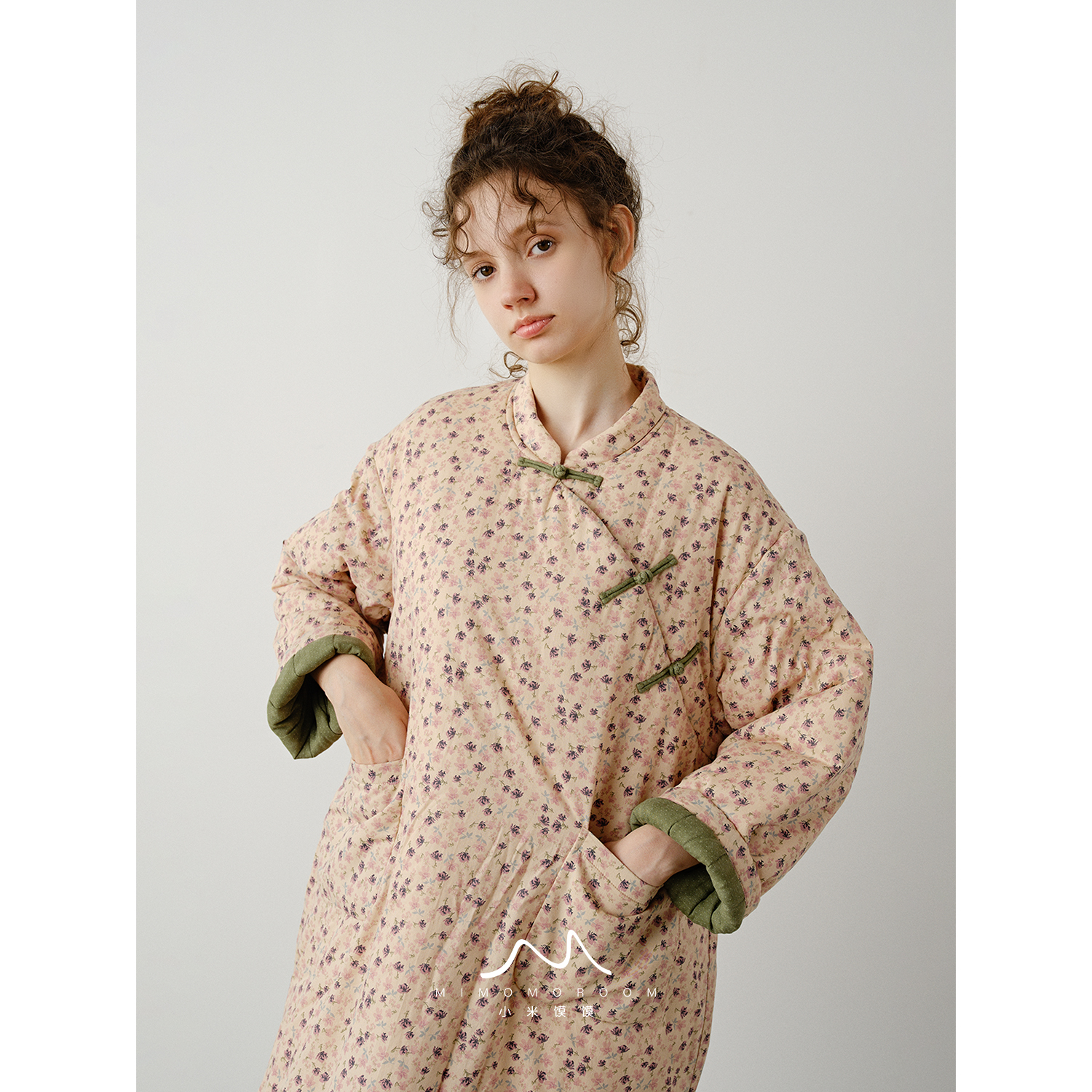 花笺素 | 加厚扎染双层纱棉服睡袍长款外套秋冬家居服睡衣可外穿