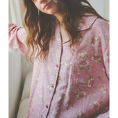 早春2026 睡衣家居服套装 蔷薇粉碎花少女田园风纯棉双层纱短袖 短裤