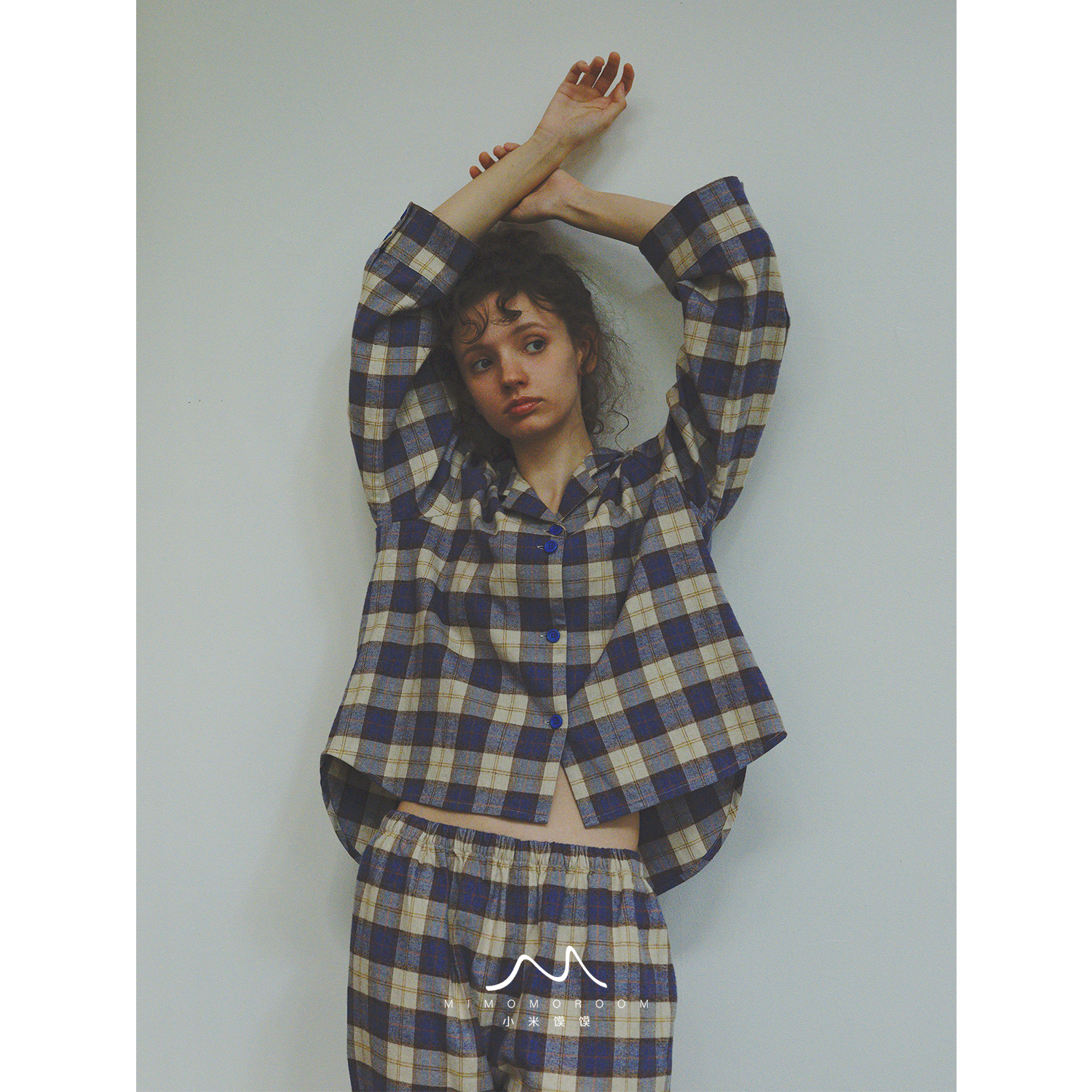 紫烟格 复古格纹睡衣女套装加厚纯棉磨毛长袖长裤家居服秋冬新款