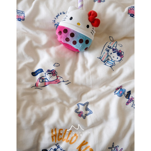 沙滩KITTY丨纯棉双层纱卡通可爱春夏卧室床单被套床笠枕套单件1.2