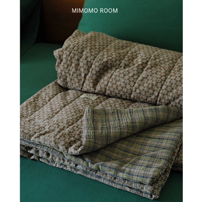 豆蔻绿小花|30%大豆空调被可机洗纯棉双层纱夏被春夏透气柔软薄被