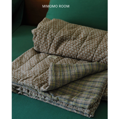 豆蔻绿小花|30%大豆空调被可机洗纯棉双层纱夏被春夏透气柔软薄被