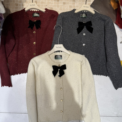 ONE FAMILY 依佳人-冬上新韩系百搭时尚针织开衫(配胸针)68063