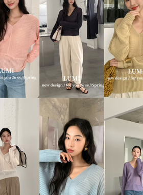 LUMI-26年早春2026早春新款V领设计上衣针织衫6133
