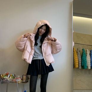 韩系休闲保暖羽绒服外套H005 158克90绒花苞缎面短款 BLUE STUDIO