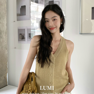 LUMI-26年早春温柔奶油白系极简风针织通勤背心6129