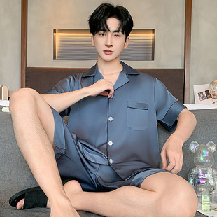 睡衣男款夏薄款冰丝短袖短裤男士2026新款高级感丝绸大码男式夏季