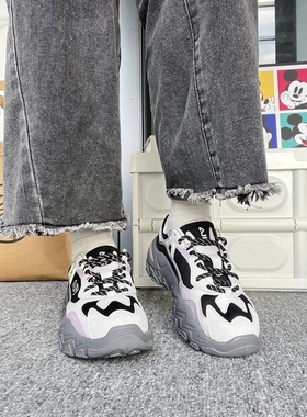 斐乐FILA掠夺者2黑灰紫复古男女运动低帮休闲老爹鞋F12W232140FBA