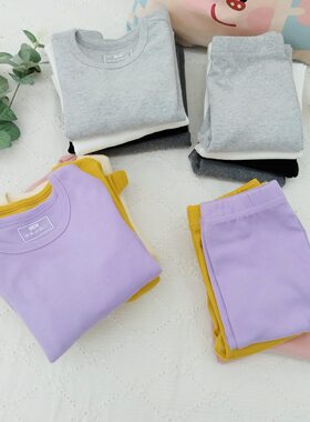 儿童打底睡衣内衣秋冬童女童家居服套装 中小童秋衣秋裤纯色磨毛