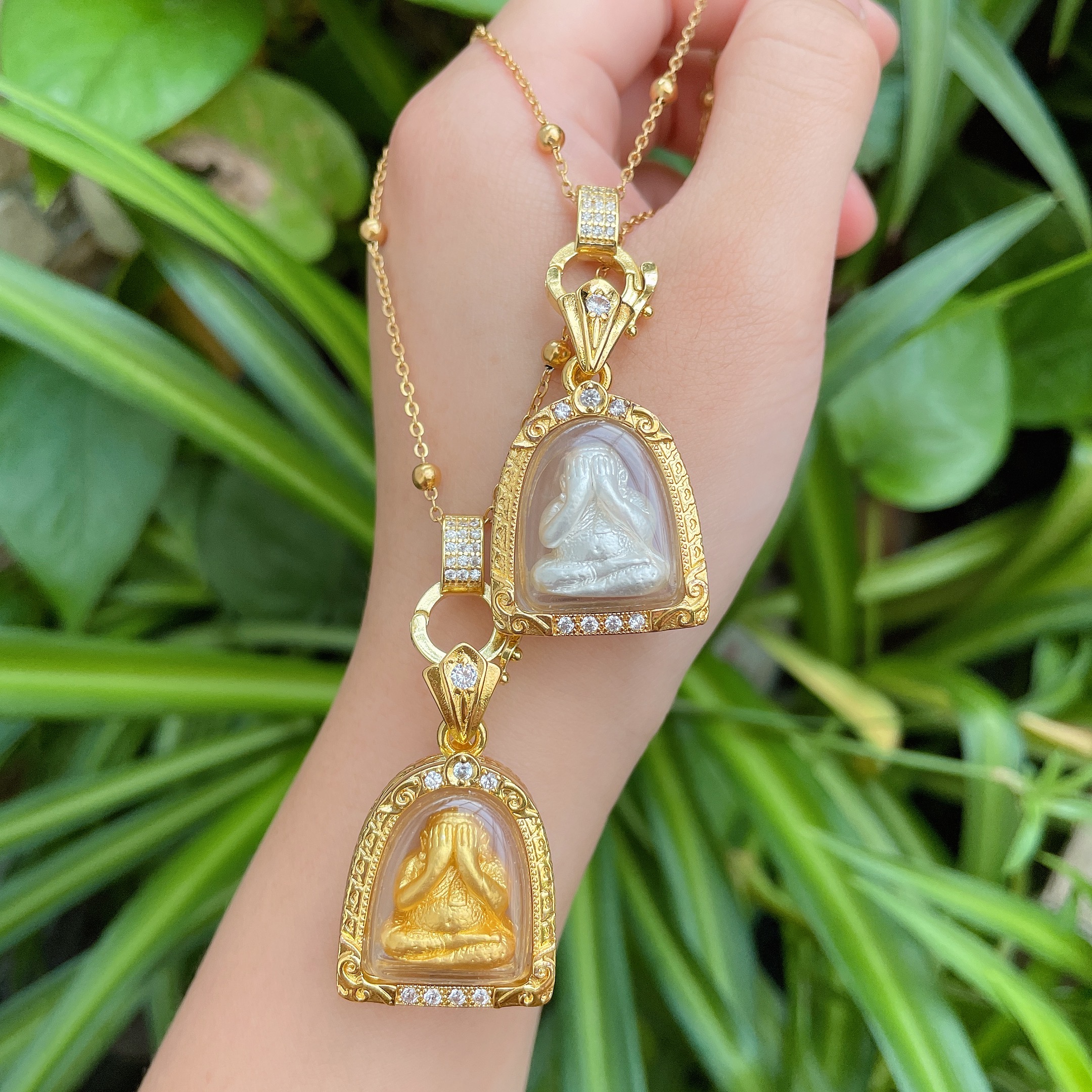 泰国佛牌正品小立尊掩面项链挂绳男女吊坠链子手链佛系牌盒子包壳