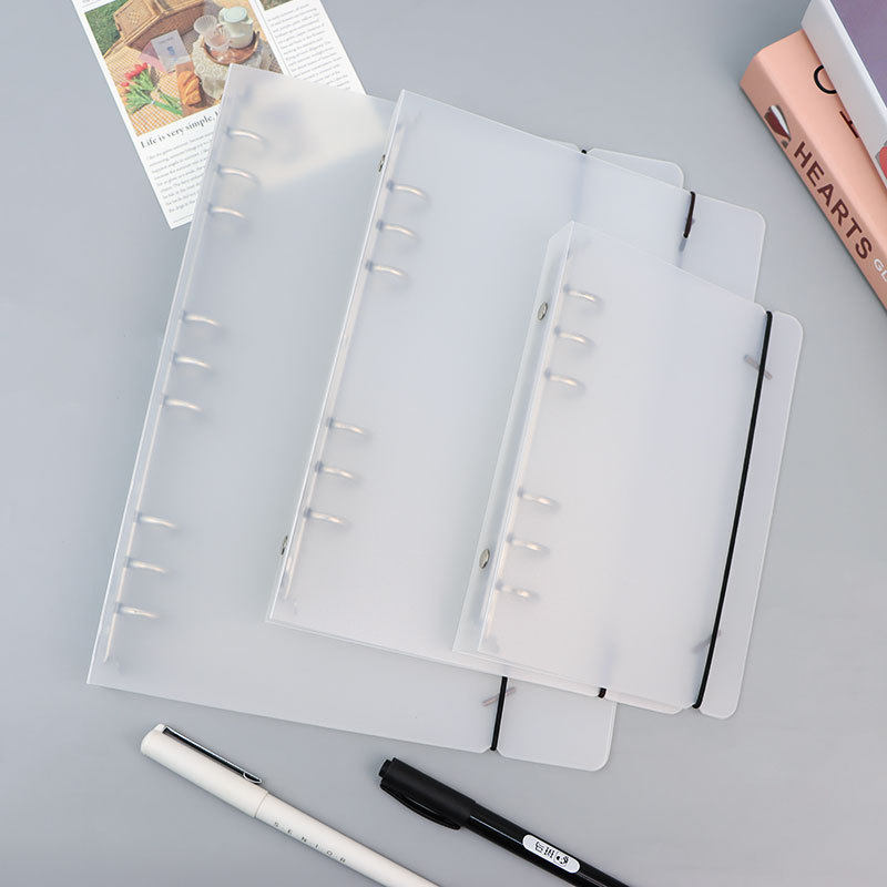 A4B5A5A6磨砂半透明活页打孔手账本PP绑带外壳4孔6孔9孔文件夹