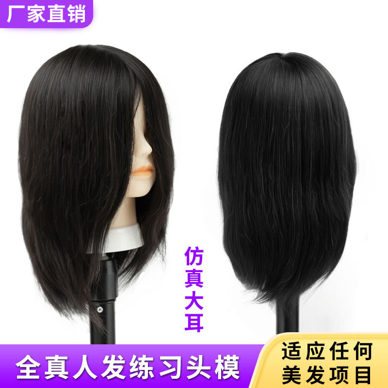 美发头模全真发模特头学徒练习剪发可烫染教习头假发头模