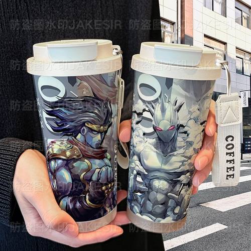 jojo的奇妙冒险保温杯不锈钢学生高颜值吸管双饮大容量咖啡水杯