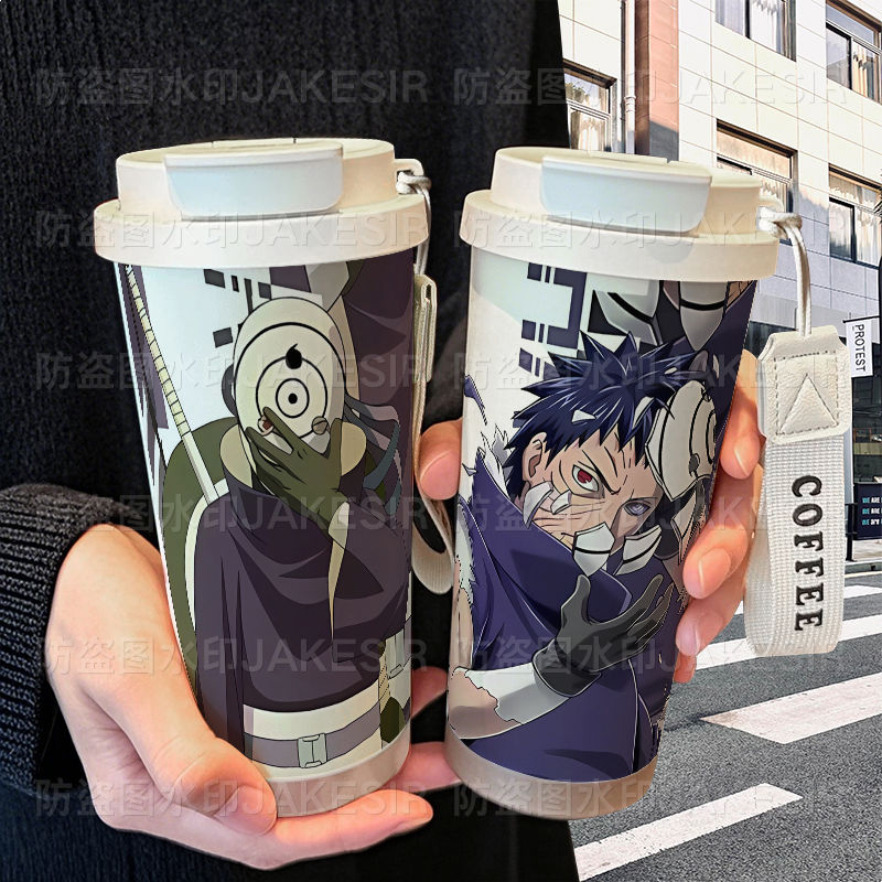 火影宇智波带土保温杯不锈钢学生高颜值吸管双饮大容量咖啡水杯