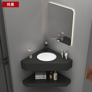 三角形洗手盆柜组合岩板洗脸盆角落洗手台盆定制浴室柜转角洗漱台