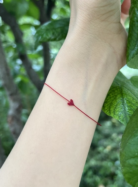 极细精工迷你微缩编织丘比特心尖尖红绳手链