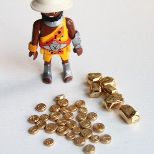 德国Playmobil百乐宝摩比世界摩比人偶公仔金币弹簧 配件黄金