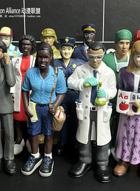 正版散货仿真实心人偶警察 医生 白领 士兵 教师手办模型场景摆件