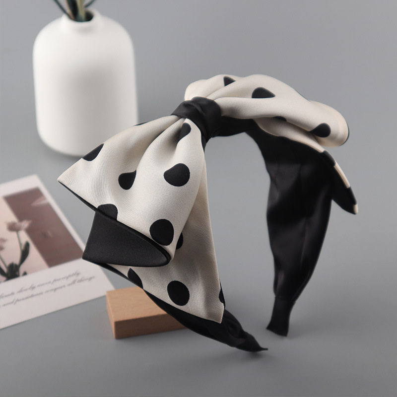 韩版宽版圆点大蝴蝶结高级感发箍百搭头箍高颅顶压发头发饰精品店