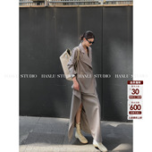 HanLu studio极简美学解构不规则翻领直筒微收腰宽松系带西装 外套