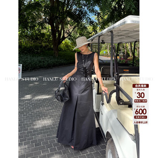 长裙 收腰显瘦极简黑色无袖 HanLu studio小众设计感夏季