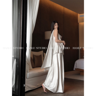 HANLU 原创莫代尔醋酸银灰色高腰A字裙氛围感半身裙 STUDIO品牌