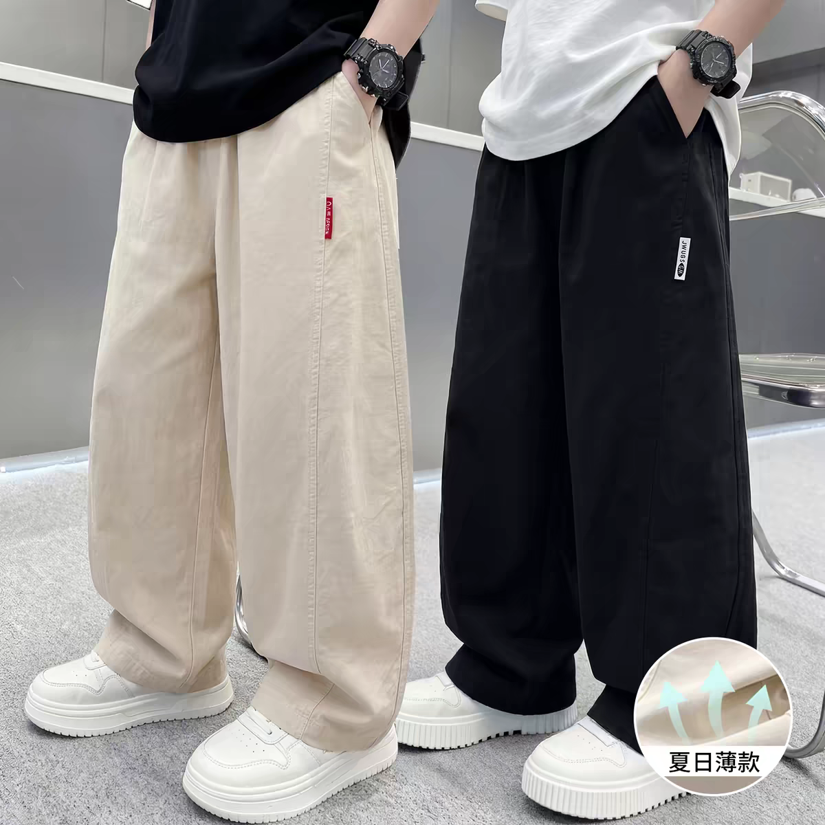 男童裤子夏季薄款2026新韩版中大儿童速干休闲裤男孩夏装弯刀长裤