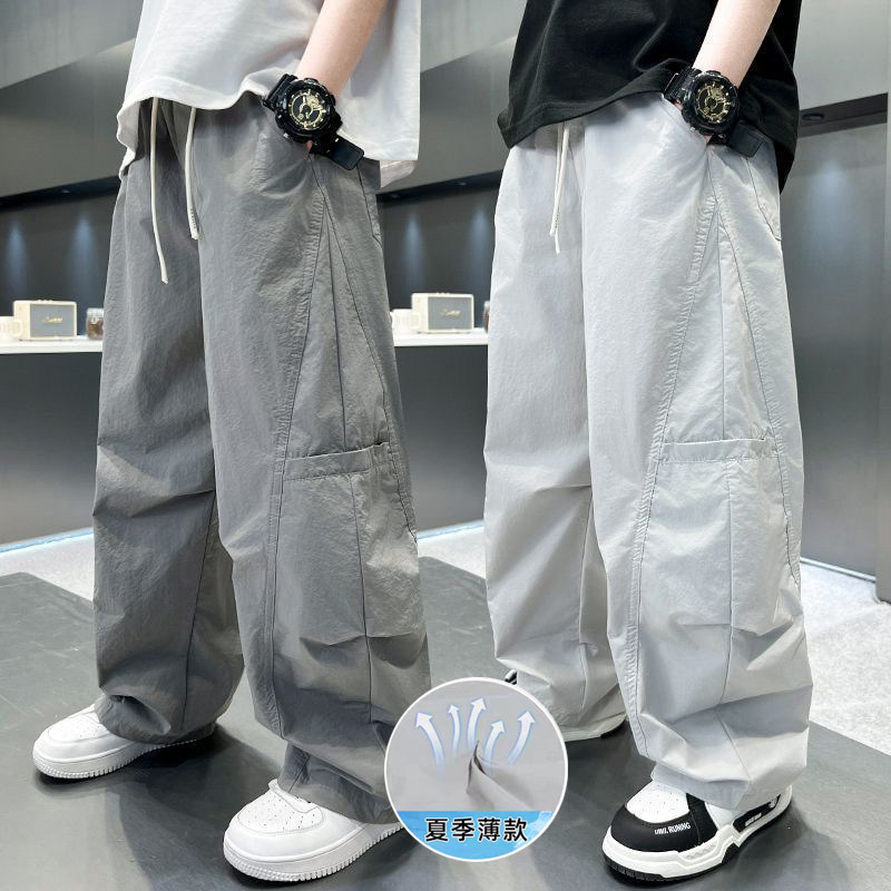 痞帅男童夏季工装裤薄款2026新款儿童弯刀裤夏装大童男孩速干裤潮