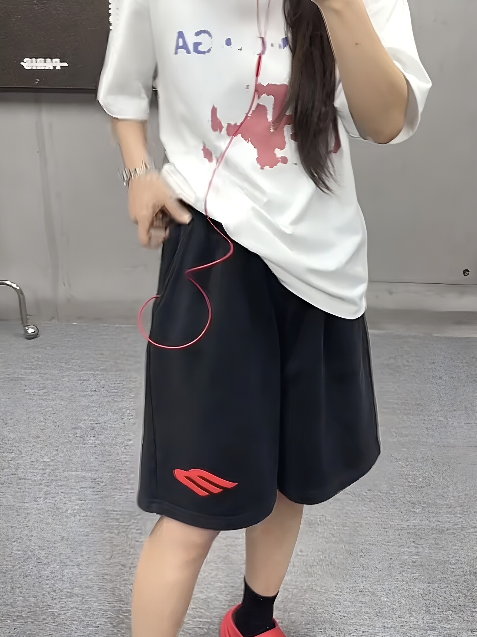 YOG【小M水洗立体压胶系列短裤】450G夏季潮牌美式男女同款宽松