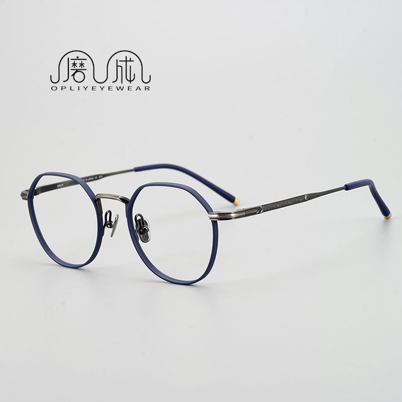 多边形圆框纯钛超轻复古近视眼镜