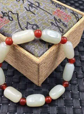 新疆天然和田玉原石珠子手串