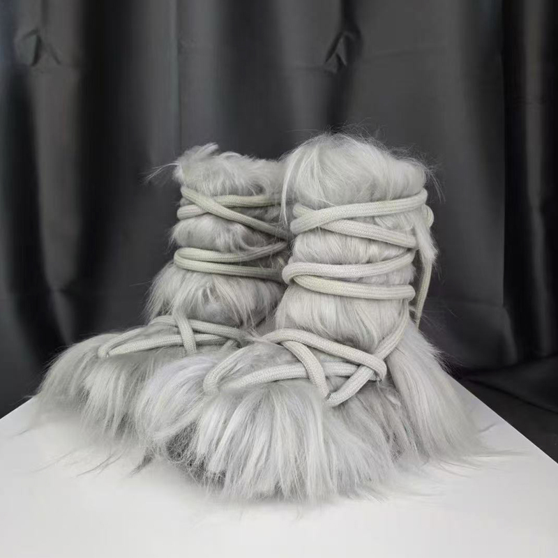 时尚潮鞋情侣男女同款马毛靴子