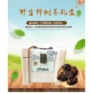 桦树茸俄罗斯桦褐孔菌黑皮切块天然黑金高档礼盒装500G保真正品