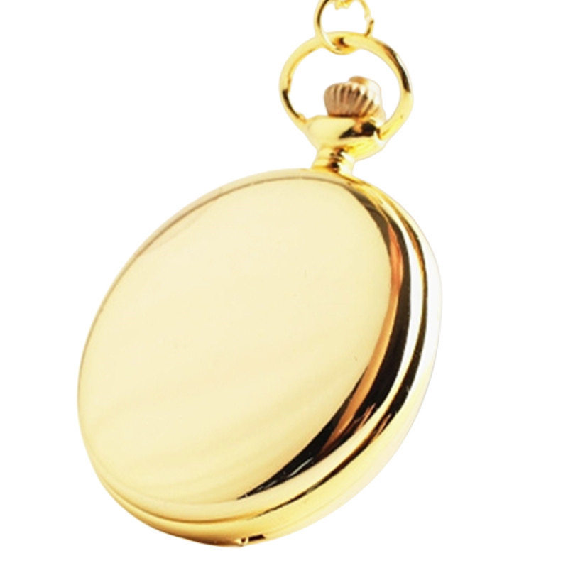 跨境时尚光面翻盖复古怀表 项链激光刻字大学生礼品 pocket watch