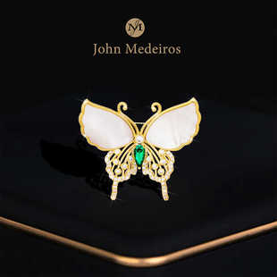 意大利设计师john medeiros贝母玉带凤蝶胸针高端达令时尚胸花女