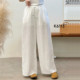 松弛感裤 高腰系带宽松直筒长裤 子 女春季 LEISHIBY文艺风亚麻阔腿裤