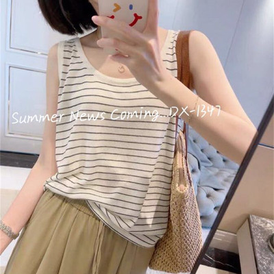 韩版冰丝背心女宽松显瘦圆领吊带